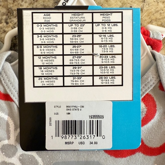 2 Piece Ohio State Buckeyes Scarlett and Gray Onesies - Picture 7 of 13